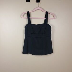 Vintage Lilly Pulitzer Black Ruffled Babydoll Sleeveless Silk Blouse Size 2